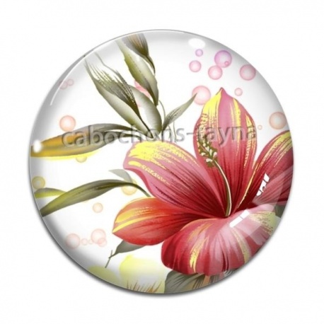 Cabochon Verre - fleur exotique