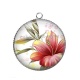 Pendentif Cabochon Argent - fleur exotique