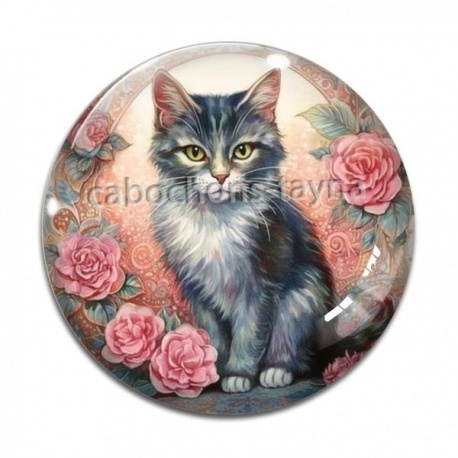 Cabochon Verre - chat
