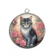 Pendentif Cabochon Argent - chat