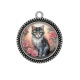 Pendentif Cabochon Argent - chat