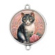 Connecteur Cabochon Argent - chat