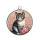 Pendentif Cabochon Argent - chat
