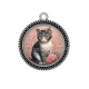 Pendentif Cabochon Argent - chat