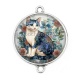 Connecteur Cabochon Argent - chat
