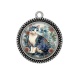 Pendentif Cabochon Argent - chat