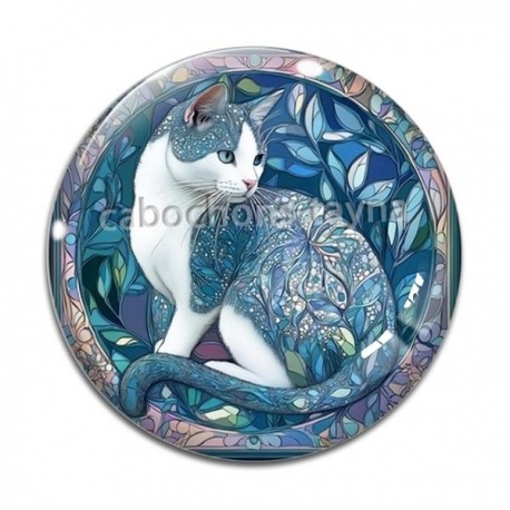 Cabochon Verre - chat