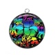 Pendentif Cabochon Argent - fleur exotique