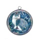 Pendentif Cabochon Argent - chat