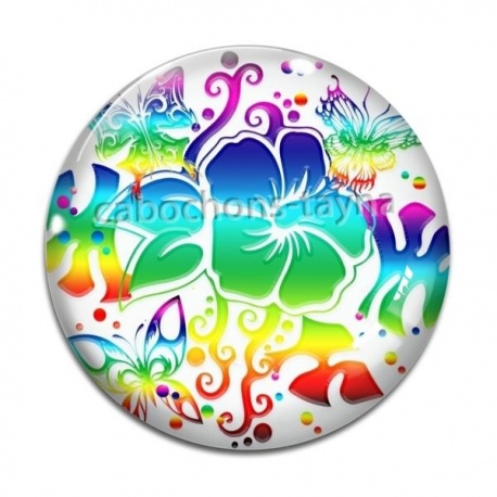 Cabochon Verre - fleur exotique