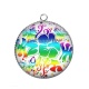 Pendentif Cabochon Argent - fleur exotique