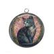 Pendentif Cabochon Argent - chat