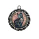 Pendentif Cabochon Argent - chat