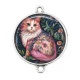 Connecteur Cabochon Argent - chat