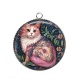 Pendentif Cabochon Argent - chat