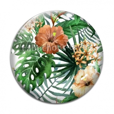 Cabochon Verre - fleur exotique