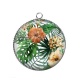 Pendentif Cabochon Argent - fleur exotique
