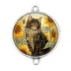 Connecteur Cabochon Argent - chat