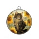 Pendentif Cabochon Argent - chat