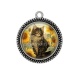 Pendentif Cabochon Argent - chat