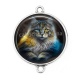Connecteur Cabochon Argent - chat