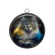 Pendentif Cabochon Argent - chat