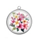 Pendentif Cabochon Argent - fleur exotique