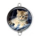 Connecteur Cabochon Argent - chaton