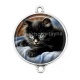 Connecteur Cabochon Argent - chaton