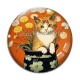 Cabochon Verre - chat fleur