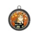 Pendentif Cabochon Argent - chat fleur