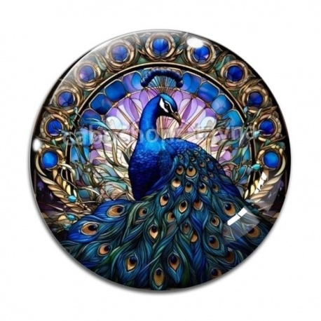 Cabochon Verre - paon