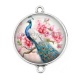 Connecteur Cabochon Argent - paon