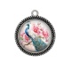 Pendentif Cabochon Argent - paon
