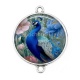 Connecteur Cabochon Argent - paon