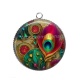 Pendentif Cabochon Argent - plume de paon