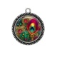 Pendentif Cabochon Argent - plume de paon
