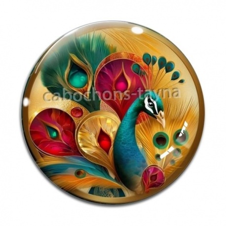 Cabochon Verre - paon