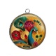 Pendentif Cabochon Argent - paon