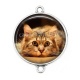 Connecteur Cabochon Argent - chat
