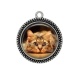 Pendentif Cabochon Argent - chat