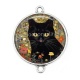 Connecteur Cabochon Argent - chat noir