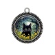 Pendentif Cabochon Argent - chat noir