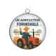 Pendentif Cabochon Argent - un agriculteur formidable