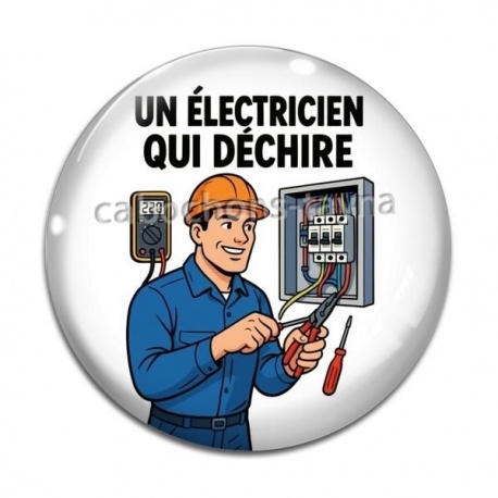 Cabochon Verre - un électricien qui déchire