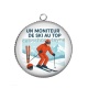 Pendentif Cabochon Argent - un moniteur de ski au top