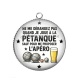Pendentif Cabochon Argent - ne me dérangez pas quand je joue à la pétanque