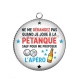 Pendentif Cabochon Argent - ne me dérangez pas quand je joue à la pétanque