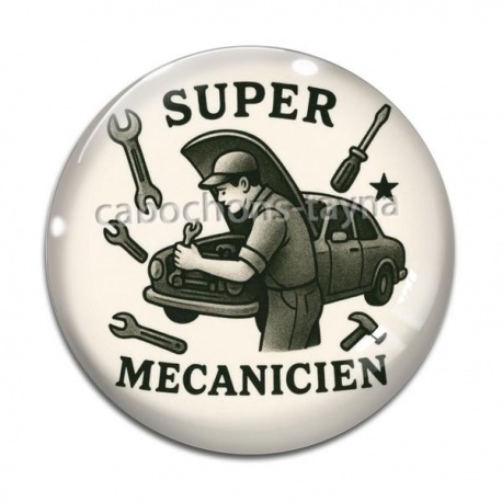 Cabochon Verre - super mécanicien