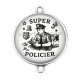 Connecteur Cabochon Argent - super policier